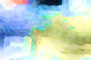 Soyut suluboya sanat eserleri. Fırça boyalı dijital resim. Renkli yaratıcı suluboya çizimi.