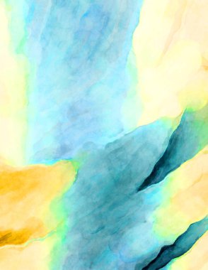 Soyut suluboya sanat eserleri. Fırça boyalı dijital resim. Renkli yaratıcı suluboya çizimi.