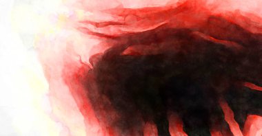 Soyut suluboya sanat eserleri. Fırça boyalı dijital resim. Renkli yaratıcı suluboya çizimi.