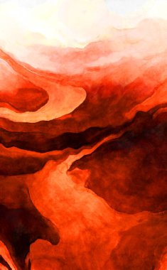 Soyut suluboya sanat eserleri. Fırça boyalı dijital resim. Renkli yaratıcı suluboya çizimi.