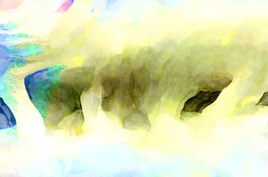 Soyut suluboya sanat eserleri. Fırça boyalı dijital resim. Renkli yaratıcı suluboya çizimi.