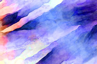 Soyut suluboya sanat eserleri. Fırça boyalı dijital resim. Renkli yaratıcı suluboya çizimi.