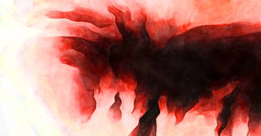 Soyut suluboya sanat eserleri. Fırça boyalı dijital resim. Renkli yaratıcı suluboya çizimi.