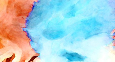 Soyut suluboya sanat eserleri. Fırça boyalı dijital resim. Renkli yaratıcı suluboya çizimi.