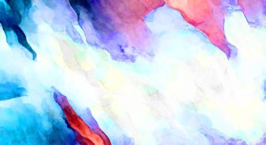 Soyut suluboya sanat eserleri. Fırça boyalı dijital resim. Renkli yaratıcı suluboya çizimi.