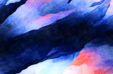 Soyut suluboya sanat eserleri. Fırça boyalı dijital resim. Renkli yaratıcı suluboya çizimi.