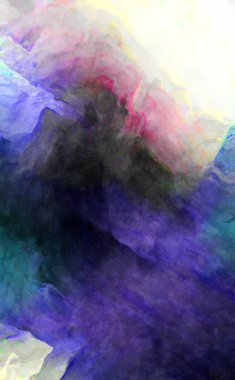 Soyut suluboya sanat eserleri. Fırça boyalı dijital resim. Renkli yaratıcı suluboya çizimi.