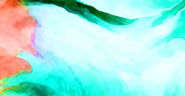 Soyut suluboya sanat eserleri. Fırça boyalı dijital resim. Renkli yaratıcı suluboya çizimi.