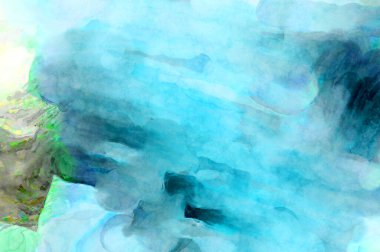 Soyut suluboya sanat eserleri. Fırça boyalı dijital resim. Renkli yaratıcı suluboya çizimi.