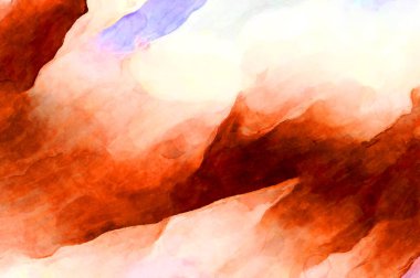 Soyut suluboya sanat eserleri. Fırça boyalı dijital resim. Renkli yaratıcı suluboya çizimi.