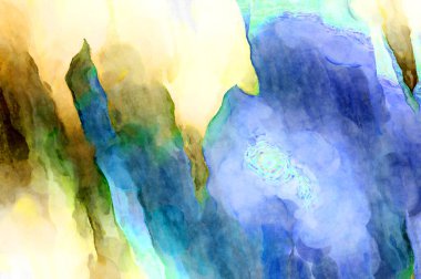 Soyut suluboya sanat eserleri. Fırça boyalı dijital resim. Renkli yaratıcı suluboya çizimi.