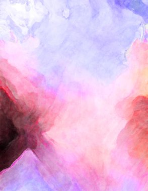 Soyut suluboya sanat eserleri. Fırça boyalı dijital resim. Renkli yaratıcı suluboya çizimi.