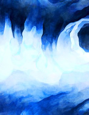 Soyut suluboya sanat eserleri. Fırça boyalı dijital resim. Renkli yaratıcı suluboya çizimi.