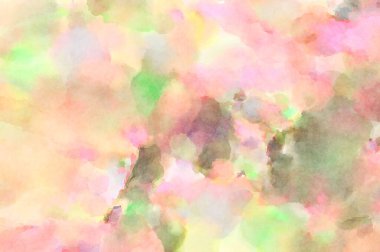 Modern fırça darbeleri. Poster, duvar sanatı, afiş, kart, kitap kapağı veya ambalaj için rahatlatıcı kompozisyonun yumuşak renkli çizimi. Pastel renklerle suluboya.