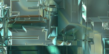 Parlak saten kaplama yüzey teknolojisi 3 boyutlu desen. Lüks yansımalı metal panel dokusu. Arkaplan, duvar kağıdı, uzay gemisi gövdesi için cilalanmış geometrik metal yansıtıcı fütüristik malzeme.