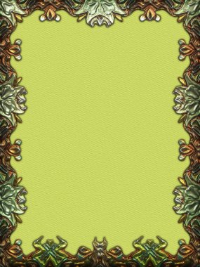 Çerçeve kağıdı. Kart, davetiye ya da albüm olarak harika bir kullanım. Fantezi 3D çizim arka planı. Zarif duvar kâğıdı. Metnin için şablon.