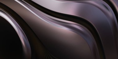 Renkli dalgalı yansıtıcı duvar kağıdının üç boyutlu çizimi. Duvar kağıdı, afiş, arkaplan, kart, kitap kapağı veya web sitesi için grafiksel illüstrasyon. Soyut arkaplan. 