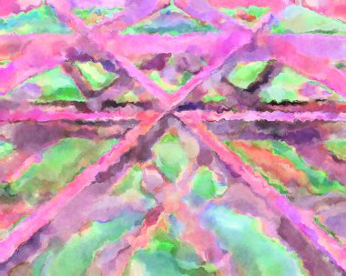 Modern fırça darbeleri. Poster, duvar sanatı, afiş, kart, kitap kapağı veya ambalaj için rahatlatıcı kompozisyonun yumuşak renkli çizimi. Pastel renklerle suluboya.