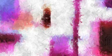 Doğrusal ve geometrik şekilli modern sanat. Renkli çağdaş sanat eserleri. Painton tuvalinin renk vuruşları. Soyut arkaplanda fırça darbeleri. Fırça boyası. Duvar sanatı.