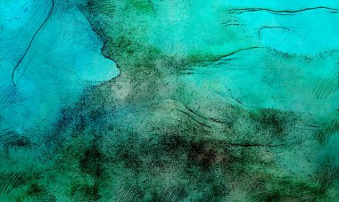 Boya üzerine ekşi mürekkep çizimi. Vahşi soyut illüstrasyon arka planı. Yaratıcı renkli duvar kağıdı. Aşırı kasvetli duvar kapağı. Kaotik resim.