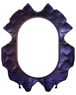 Üç boyutlu metalik illüstrasyon. Beyaz arka planda izole edilmiş fantezi çerçevesi. Davetiyeler, posterler, menü, hatıra defteri ve sunum için mükemmel. Metnin için şablon.