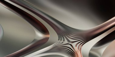 Renkli dalgalı yansıtıcı duvar kağıdının üç boyutlu çizimi. Duvar kağıdı, afiş, arkaplan, kart, kitap kapağı veya web sitesi için grafiksel illüstrasyon. Soyut arkaplan. 