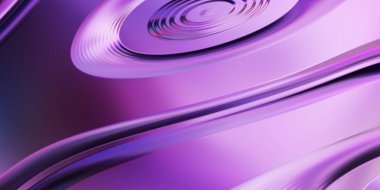 Renkli dalgalı yansıtıcı duvar kağıdının üç boyutlu çizimi. Duvar kağıdı, afiş, arkaplan, kart, kitap kapağı veya web sitesi için grafiksel illüstrasyon. Soyut arkaplan. 