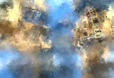 Tuval üzerinde etkileyici fırçalanmış resim. Soyut doku. 2D çizim. Geniş fırça darbeleri. Modern dijital sanat. Çağdaş fırça. Modern ifade. Popüler biçim boyanmış resim.