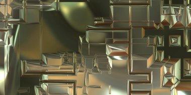 Parlak saten kaplama yüzey teknolojisi 3 boyutlu desen. Lüks yansımalı metal panel dokusu. Arkaplan, duvar kağıdı, uzay gemisi gövdesi için cilalanmış geometrik metal yansıtıcı fütüristik malzeme.