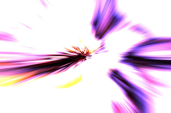 Fast high speed blur zoom background. Light technology abstract wallpaper. Colorful vibrant flashes of light energy. Warped graphic motion background. Dynamic blast flash. Acceleration effect.