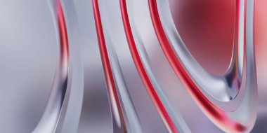 Renkli dalgalı yansıtıcı duvar kağıdının üç boyutlu çizimi. Duvar kağıdı, afiş, arkaplan, kart, kitap kapağı veya web sitesi için grafiksel illüstrasyon. Soyut arkaplan. 