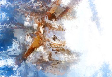 Tuval üzerinde etkileyici fırçalanmış resim. Soyut doku. 2D çizim. Geniş fırça darbeleri. Modern dijital sanat. Çağdaş fırça. Modern ifade. Popüler biçim boyanmış resim.