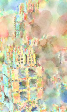 Modern fırça darbeleri. Poster, duvar sanatı, afiş, kart, kitap kapağı veya ambalaj için rahatlatıcı kompozisyonun yumuşak renkli çizimi. Pastel renklerle suluboya.