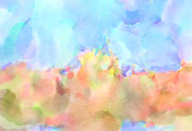 Modern fırça darbeleri. Poster, duvar sanatı, afiş, kart, kitap kapağı veya ambalaj için rahatlatıcı kompozisyonun yumuşak renkli çizimi. Pastel renklerle suluboya.