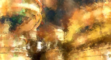 Tuval üzerinde etkileyici fırçalanmış resim. Soyut doku. 2D çizim. Geniş fırça darbeleri. Modern dijital sanat. Çağdaş fırça. Modern ifade. Popüler biçim boyanmış resim.