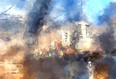 Tuval üzerinde etkileyici fırçalanmış resim. Soyut doku. 2D çizim. Geniş fırça darbeleri. Modern dijital sanat. Çağdaş fırça. Modern ifade. Popüler biçim boyanmış resim.