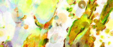 Modern fırça darbeleri. Poster, duvar sanatı, afiş, kart, kitap kapağı veya ambalaj için rahatlatıcı kompozisyonun yumuşak renkli çizimi. Pastel renklerle suluboya.