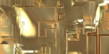 Parlak saten kaplama yüzey teknolojisi 3 boyutlu desen. Lüks yansımalı metal panel dokusu. Arkaplan, duvar kağıdı, uzay gemisi gövdesi için cilalanmış geometrik metal yansıtıcı fütüristik malzeme.