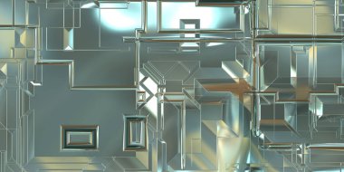 Parlak saten kaplama yüzey teknolojisi 3 boyutlu desen. Lüks yansımalı metal panel dokusu. Arkaplan, duvar kağıdı, uzay gemisi gövdesi için cilalanmış geometrik metal yansıtıcı fütüristik malzeme.