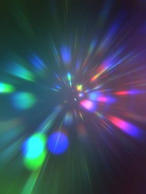 Parlak, canlı ve renkli duvar kağıtları. Parlayan parçacıkları ve çizgileri olan ışık patlaması yıldızı. Güzel soyut ışın arkaplanı.