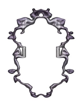 Üç boyutlu metalik illüstrasyon. Beyaz arka planda izole edilmiş fantezi çerçevesi. Davetiyeler, posterler, menü, hatıra defteri ve sunum için mükemmel. Metnin için şablon.