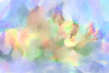 Modern fırça darbeleri. Poster, duvar sanatı, afiş, kart, kitap kapağı veya ambalaj için rahatlatıcı kompozisyonun yumuşak renkli çizimi. Pastel renklerle suluboya.