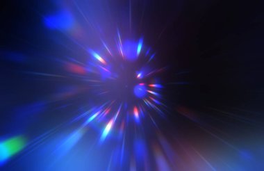 Parlak, canlı ve renkli duvar kağıtları. Parlayan parçacıkları ve çizgileri olan ışık patlaması yıldızı. Güzel soyut ışın arkaplanı.