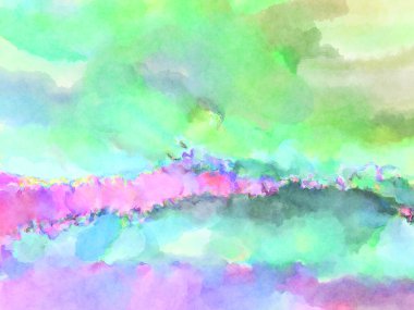 Modern fırça darbeleri. Poster, duvar sanatı, afiş, kart, kitap kapağı veya ambalaj için rahatlatıcı kompozisyonun yumuşak renkli çizimi. Pastel renklerle suluboya.