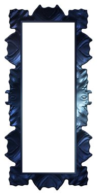 Üç boyutlu metalik illüstrasyon. Beyaz arka planda izole edilmiş fantezi çerçevesi. Davetiyeler, posterler, menü, hatıra defteri ve sunum için mükemmel. Metnin için şablon.