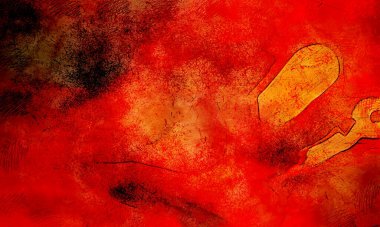 Boya üzerine ekşi mürekkep çizimi. Vahşi soyut illüstrasyon arka planı. Yaratıcı renkli duvar kağıdı. Aşırı kasvetli duvar kapağı. Kaotik resim.