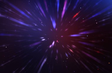 Parlak, canlı ve renkli duvar kağıtları. Parlayan parçacıkları ve çizgileri olan ışık patlaması yıldızı. Güzel soyut ışın arkaplanı.