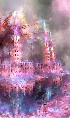 Tuval üzerinde etkileyici fırçalanmış resim. Soyut doku. 2D çizim. Geniş fırça darbeleri. Modern dijital sanat. Çağdaş fırça. Modern ifade. Popüler biçim boyanmış resim.