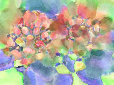 Modern fırça darbeleri. Poster, duvar sanatı, afiş, kart, kitap kapağı veya ambalaj için rahatlatıcı kompozisyonun yumuşak renkli çizimi. Pastel renklerle suluboya.