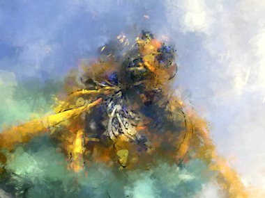 Tuval üzerinde etkileyici fırçalanmış resim. Soyut doku. 2D çizim. Geniş fırça darbeleri. Modern dijital sanat. Çağdaş fırça. Modern ifade. Popüler biçim boyanmış resim.